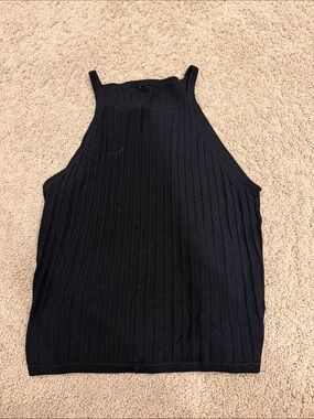 Black Ribbed Knit Sleeveless Sweater DIVIDED by H and M